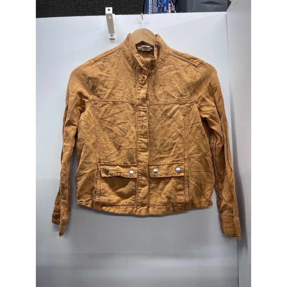 Christian Siriano New York Linen Blend Utility Jacket Ochre Yellow Womens XS